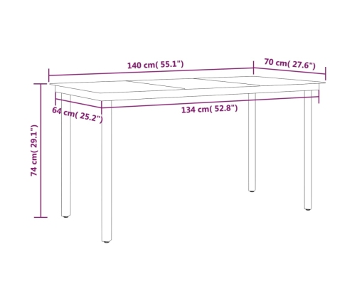 Juego de comedor para jardín 7 piezas negro