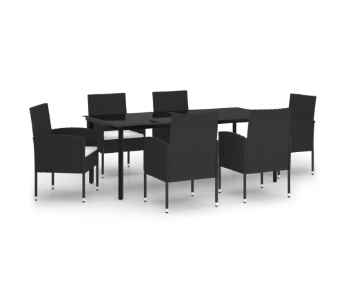 Juego de comedor para jardín 7 piezas negro