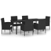 Juego de comedor para jardín 7 piezas negro