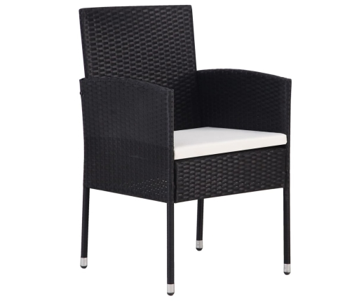 Juego de comedor para jardín 7 piezas negro