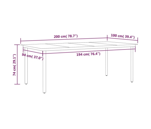 Juego de comedor para jardín 7 piezas negro