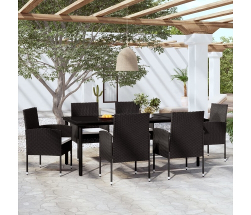 Juego de comedor para jardín 7 piezas negro