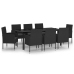 Juego de comedor de jardín 9 piezas negro