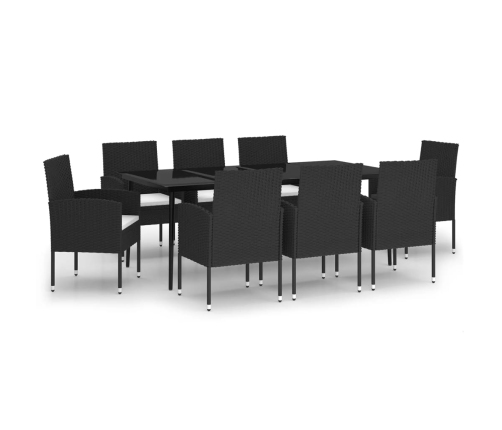 Juego de comedor de jardín 9 piezas negro