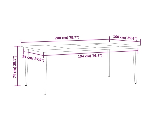 Juego de comedor de jardín 9 piezas negro
