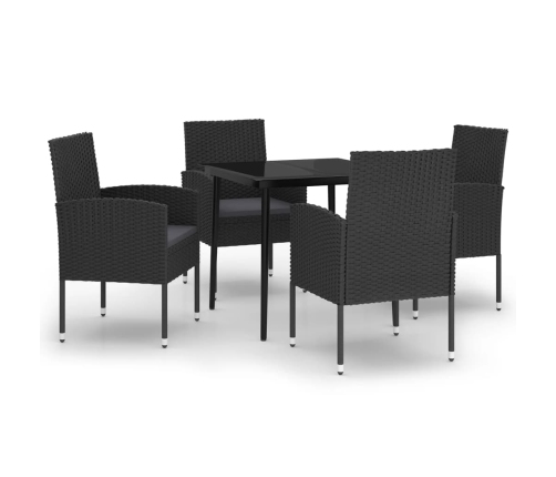 Juego de comedor para jardín 5 piezas negro