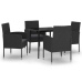 Juego de comedor para jardín 5 piezas negro