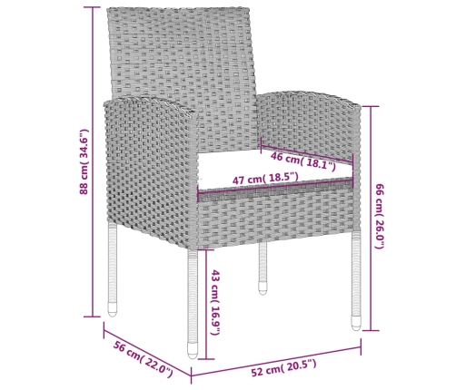 Juego de comedor para jardín 5 piezas negro