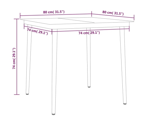 Juego de comedor para jardín 5 piezas negro
