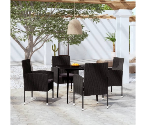 Juego de comedor para jardín 5 piezas negro