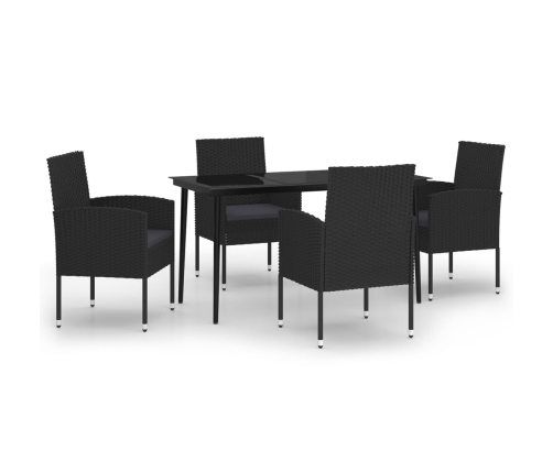 Juego de comedor para jardín 5 piezas negro