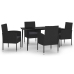 Juego de comedor para jardín 5 piezas negro