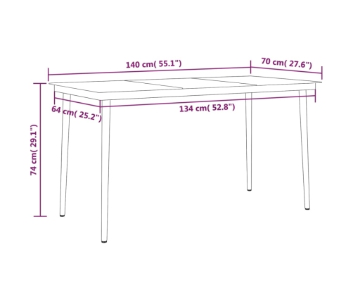 Juego de comedor para jardín 5 piezas negro