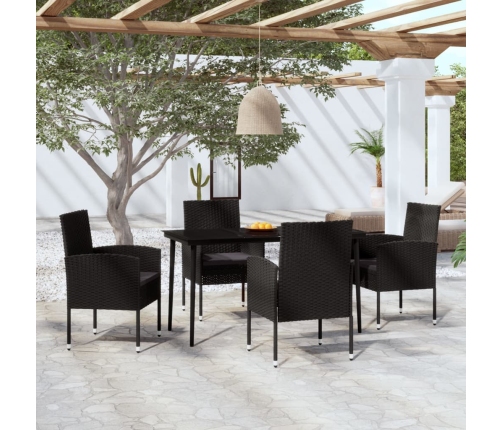 Juego de comedor para jardín 5 piezas negro