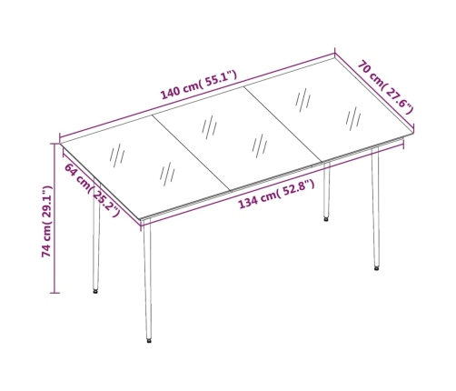 Juego de comedor de jardín 7 piezas gris oscuro