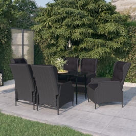 Juego de comedor de jardín 7 piezas gris oscuro