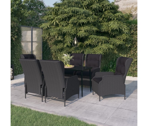 Juego de comedor de jardín 7 piezas gris oscuro