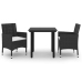 Set comedor de jardín 3 pzas y cojines ratán sintético y vidrio