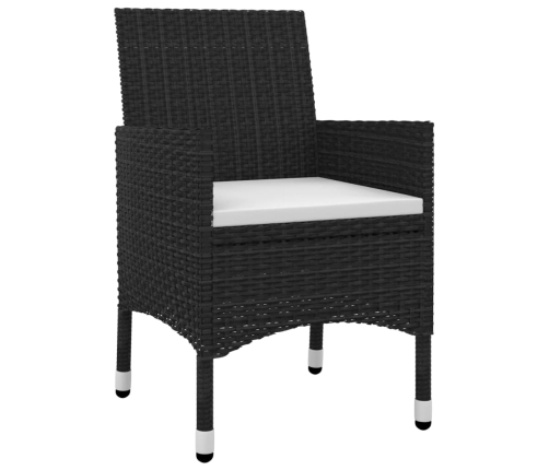 Set comedor de jardín 3 pzas y cojines ratán sintético y vidrio