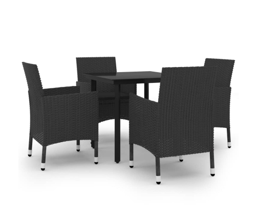 Set comedor de jardín 5 pzas y cojines ratán sintético y vidrio
