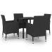 Set comedor de jardín 5 pzas y cojines ratán sintético y vidrio