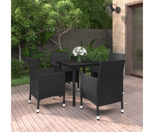 Set comedor de jardín 5 pzas y cojines ratán sintético y vidrio