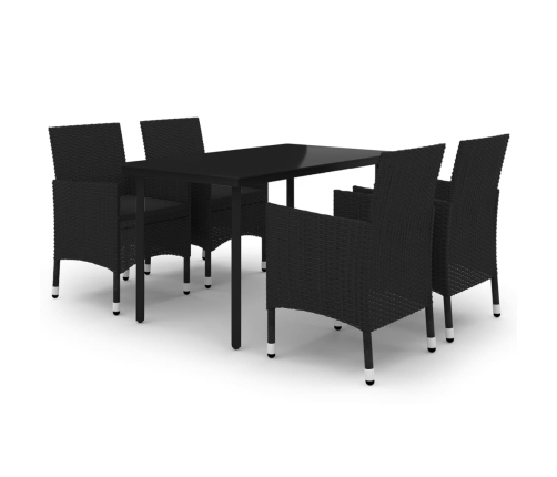 Set comedor de jardín 5 pzas y cojines ratán sintético y vidrio