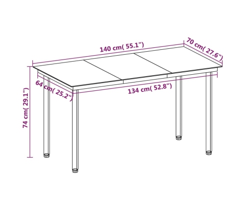 Set comedor de jardín 5 pzas y cojines ratán sintético y vidrio
