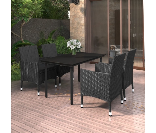 Set comedor de jardín 5 pzas y cojines ratán sintético y vidrio