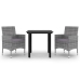Set comedor de jardín 3 pzas y cojines ratán sintético y vidrio