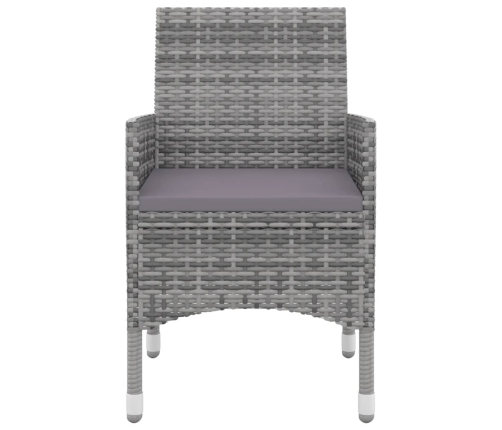 Set comedor de jardín 3 pzas y cojines ratán sintético y vidrio