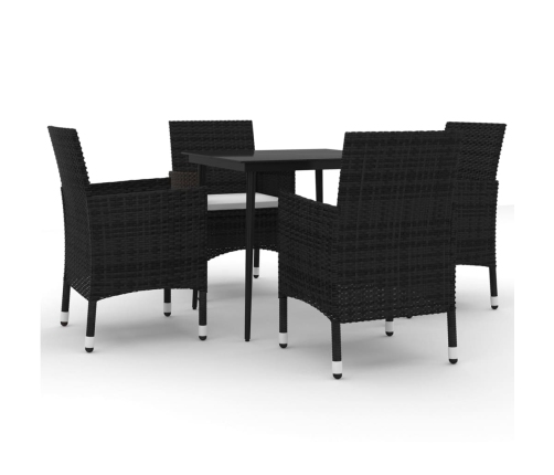 Set comedor de jardín 5 pzas y cojines ratán sintético y vidrio