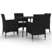 Set comedor de jardín 5 pzas y cojines ratán sintético y vidrio