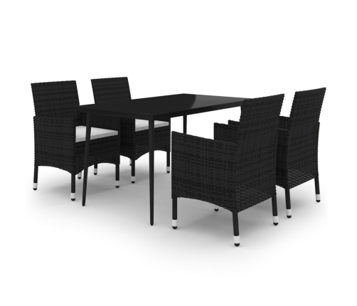 Set comedor de jardín 5 pzas y cojines ratán sintético y vidrio