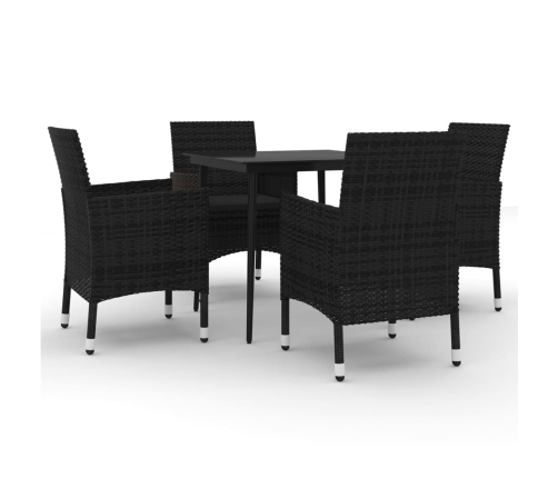 Set comedor de jardín 5 pzas y cojines ratán sintético y vidrio