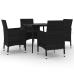 Set comedor de jardín 5 pzas y cojines ratán sintético y vidrio