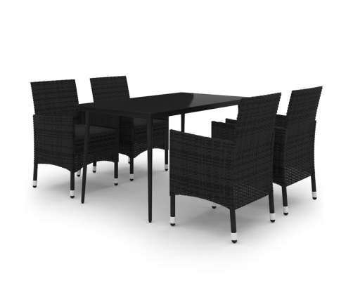 Set comedor de jardín 5 pzas y cojines ratán sintético y vidrio