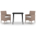 Set comedor de jardín 3 pzas y cojines ratán sintético y vidrio