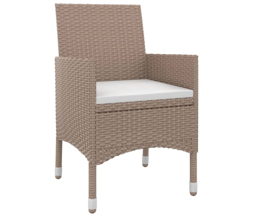 Set comedor de jardín 3 pzas y cojines ratán sintético y vidrio