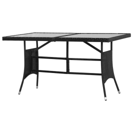 Mesa de jardín 140x80x74 cm ratán sintético negro