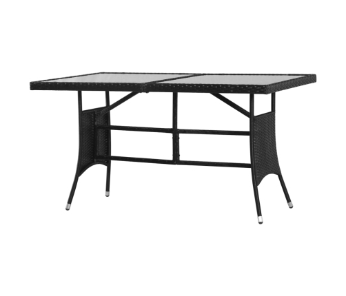 Mesa de jardín 140x80x74 cm ratán sintético negro