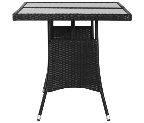 Mesa de jardín 140x80x74 cm ratán sintético negro