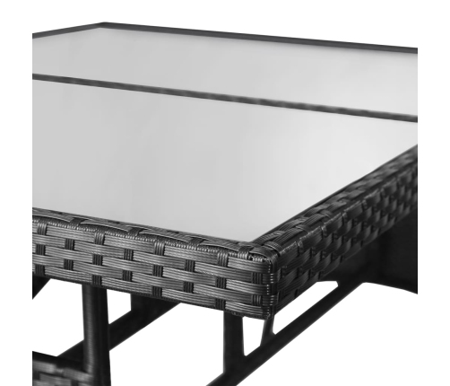 Mesa de jardín 140x80x74 cm ratán sintético negro