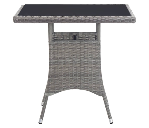 Mesa de jardín ratán sintético gris 80x80x74 cm