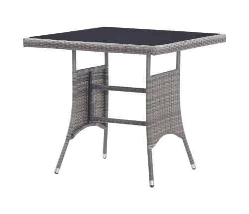 Mesa de jardín ratán sintético gris 80x80x74 cm