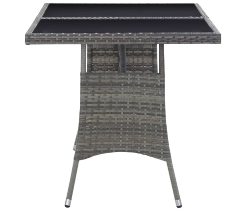 Mesa de jardín ratán sintético gris 140x80x74 cm