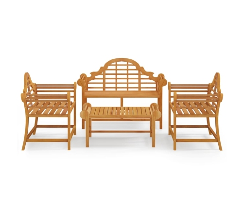 Juego muebles de jardín 4 piezas madera maciza teca