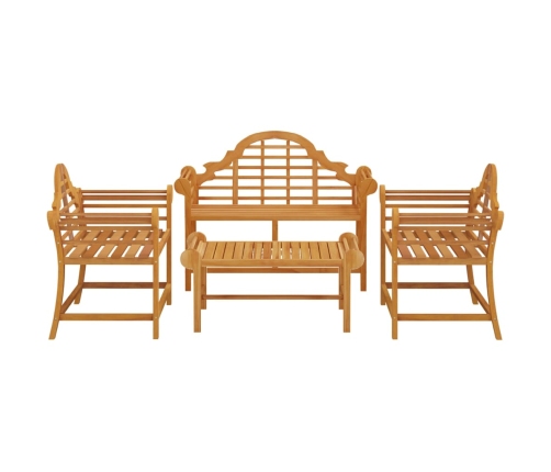 Juego muebles de jardín 4 piezas madera maciza teca