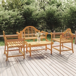 Juego muebles de jardín 4 piezas madera maciza teca