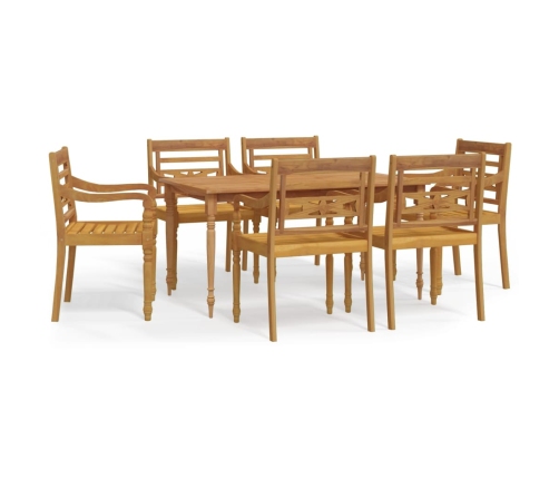 Juego de comedor de jardín 7 piezas madera maciza de teca